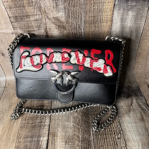 Pinko Black Chain Strap Women Crossbody Bag - Picture 5 of 15